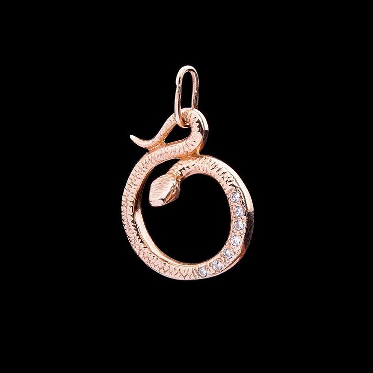 Золота підвіска "Змія" з фіанітами п01371 від ювелірного магазину Онікс