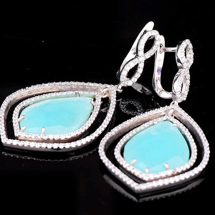 Срібні сережки (фіаніт, перламутр) 121289 від ювелірного магазину Онікс