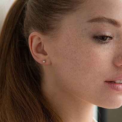 Сережки - пусети "Кульки" в білому золоті (0.4 см) с07300 №2