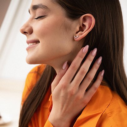 Серебряные серьги - пусеты "Smile" с фианитами 902-01085 №6