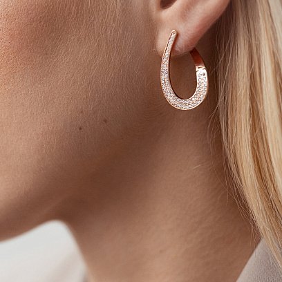 Золотые серьги "Капельки" с фианитами с07751 №3