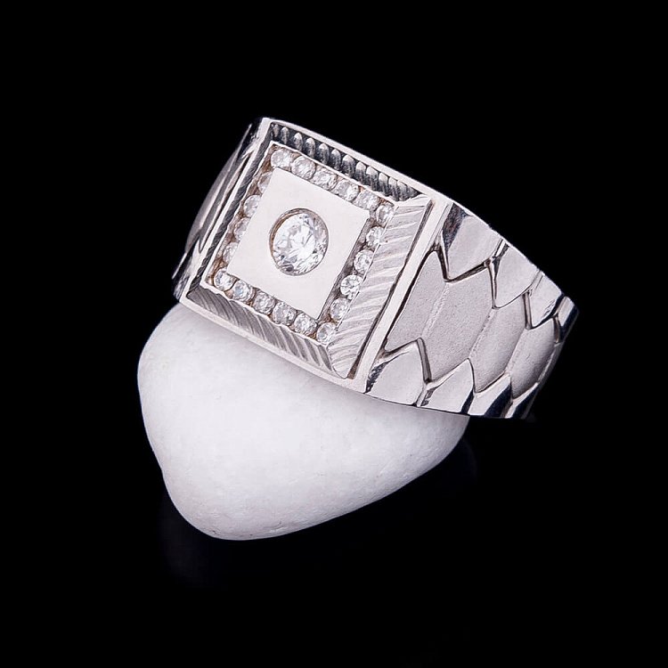 Срібна печатка з фіанітами 11514 від ювелірного магазину Онікс - 2