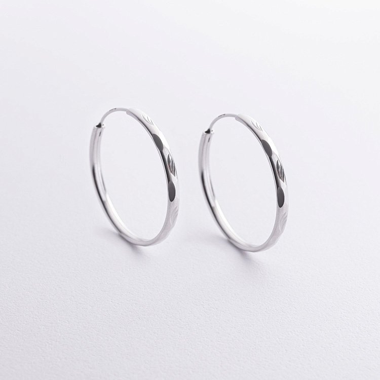 Серьги - кольца в серебре (3.2 см) 123428 от ювелирного магазина Оникс