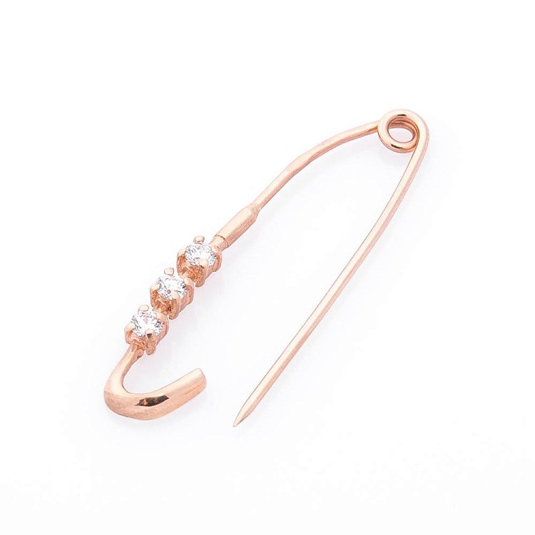 Золотая булавка с фианитами зак00115 от ювелирного магазина Оникс - 1