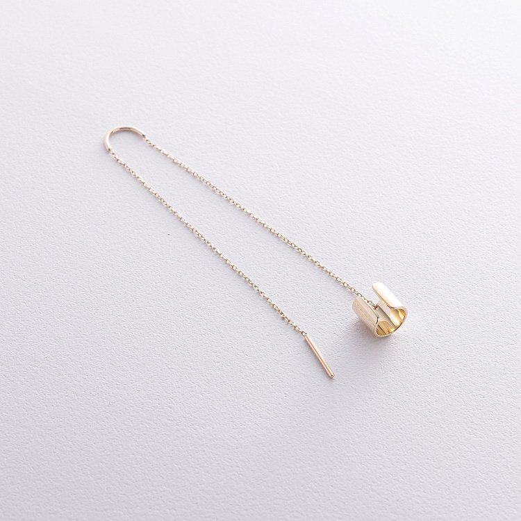 Сережка - каффа з ланцюжком (жовте золото) с08698 від ювелірного магазину Онікс - 1