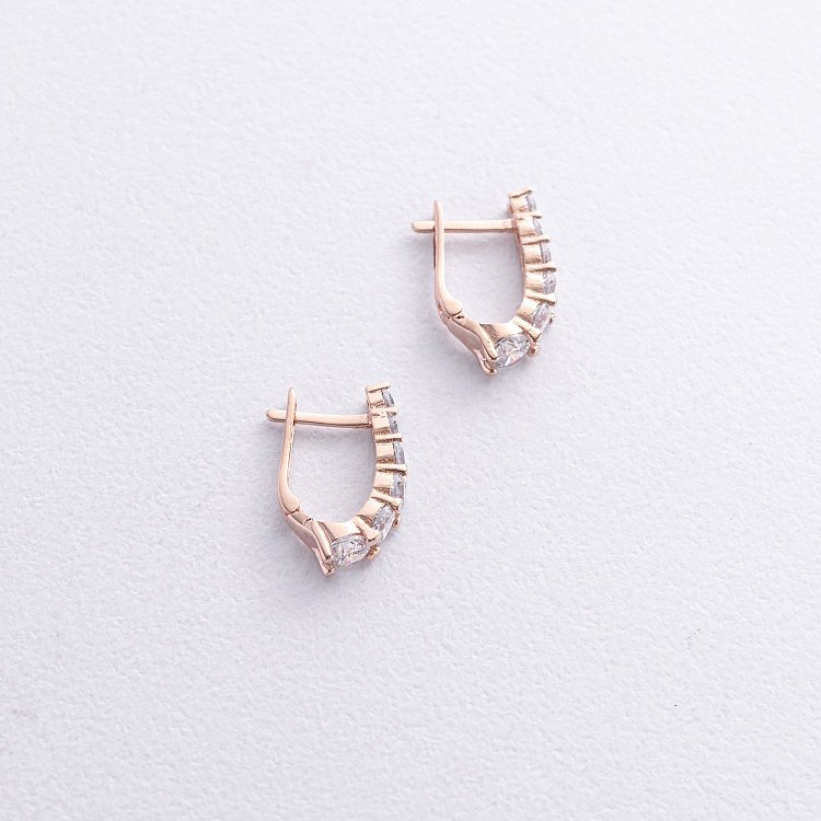 Золоті сережки з фіанітами с08909 від ювелірного магазину Онікс - 3