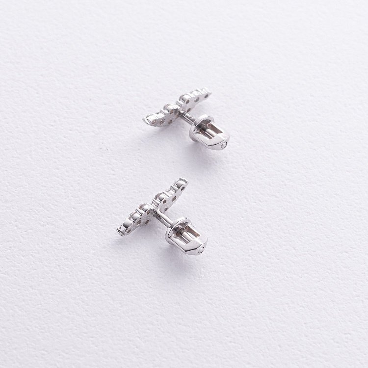 Сережки - пусети "Carla" з фіанітами (біле золото) с09129 від ювелірного магазину Онікс - 2