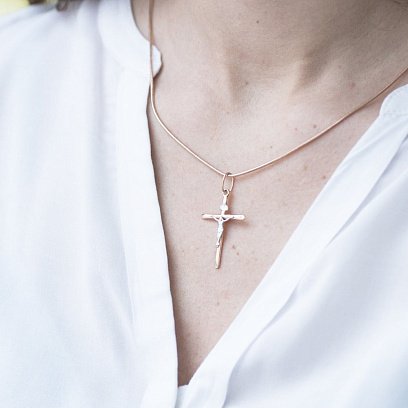 Золотой православный крестик п00031 №2