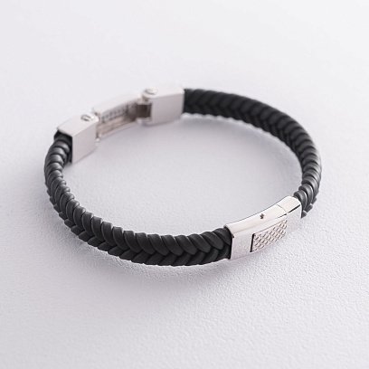 Каучуковый браслет из белого золота с фианитами б03995 №3