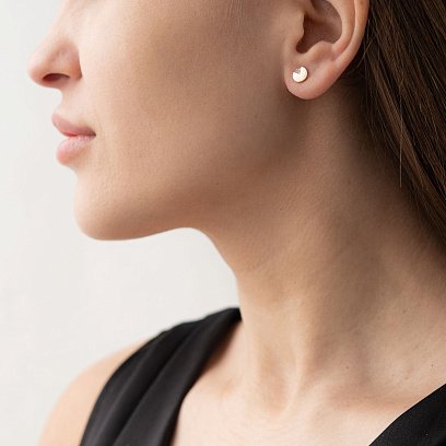 Золотые серьги - пусеты с фианитами с06074 №2