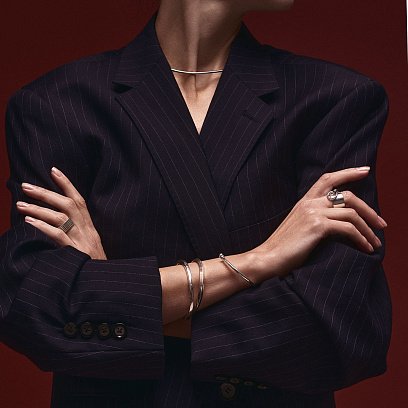 Жорсткий срібний браслет 141679 №4