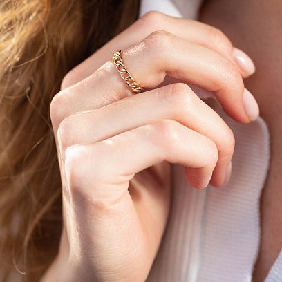 Каблучка "Ланцюжок" у червоному золоті к07143 №2