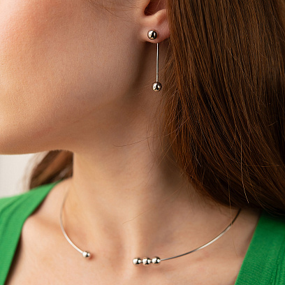 Сережки "Ophelia" з кульками (біле золото) с09417 №10