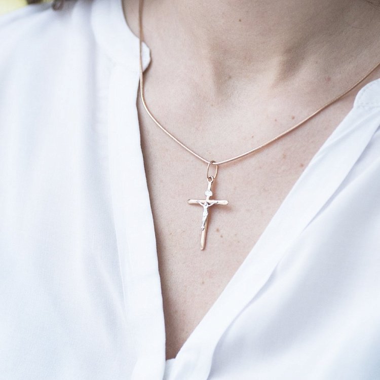 Золотой православный крестик п00031 от ювелирного магазина Оникс - 1