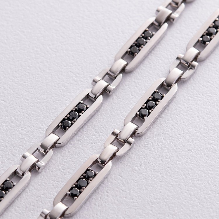 Мужская серебряная цепочка с черными фианитами 931 Мужская серебряная цепочка с черными фианитами 931 от ювелирного магазина Оникс