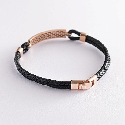 Каучуковий браслет з червоного золота з фіанітами б03982 №3