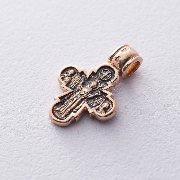 Православний хрест "Розп'яття з пристоячими. Божа Матір Оранта" п01856 від ювелірного магазину Онікс - 2