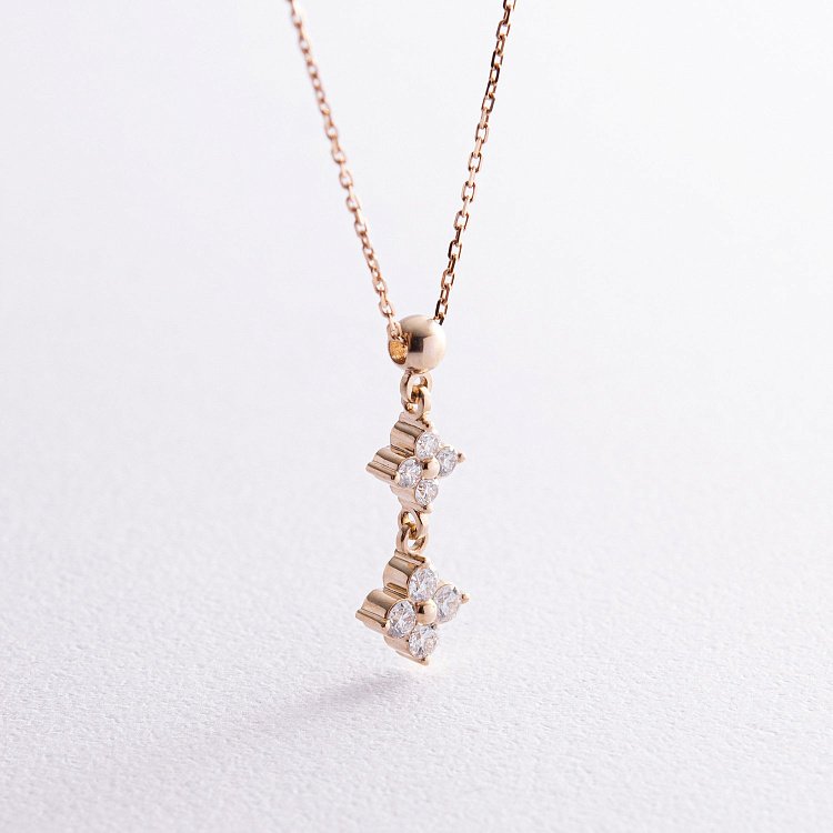 Золоте кольє "Конюшина" з діамантами 723013121 від ювелірного магазину Онікс