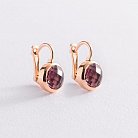 Золоті сережки з рожевими фіанітами с07463 от ювелирного магазина Оникс