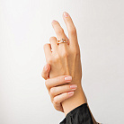 Каблучка "Конюшина" в жовтому золоті (фіаніти) к08384 от ювелирного магазина Оникс - 3