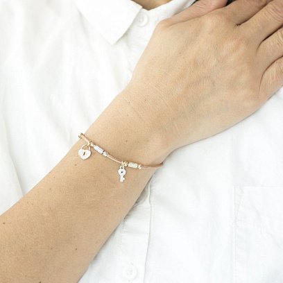 Золотий браслет "Сердечко з ключиком" (фіаніт) б04008 №3