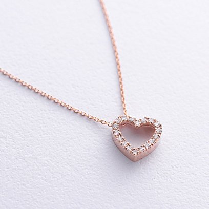 Золоте кольє "Сердечко" з діамантами колб0131di №5