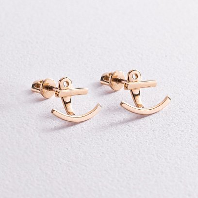 Золотые серьги - джекеты "Эмили" с07653 №2