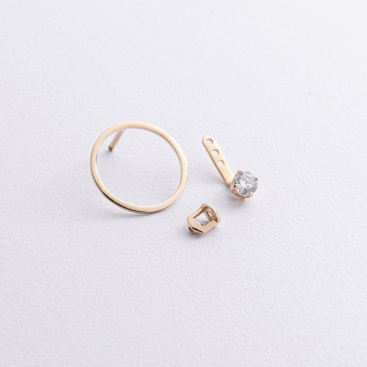 Сережки - джекети "Greys" у жовтому золоті (фіаніти) с09069 від ювелірного магазину Онікс - 2