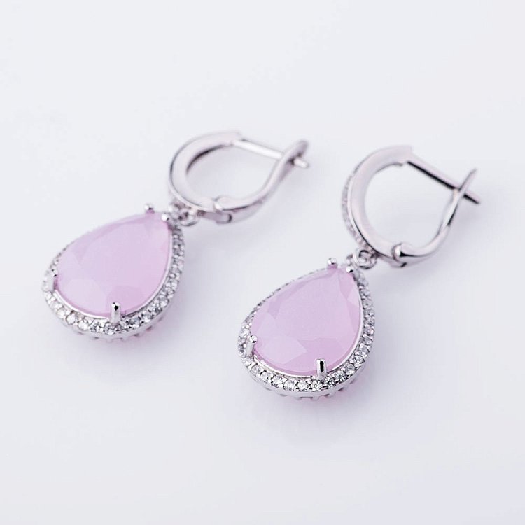 Срібні сережки з фіанітами 121913 від ювелірного магазину Онікс - 1