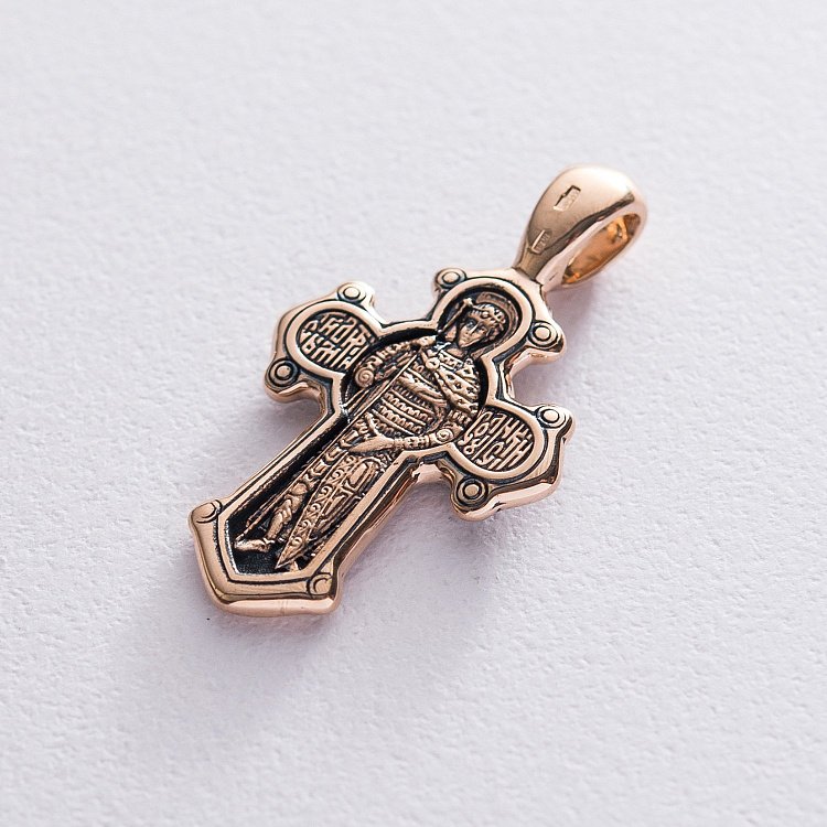 Православний хрест "Розп'яття. Вмч. Димитрій Солунський" п00785 від ювелірного магазину Онікс - 1