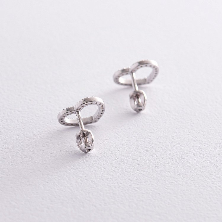 Серебряные серьги - пусеты "Сердечки" с фианитами OR121210 от ювелирного магазина Оникс - 8