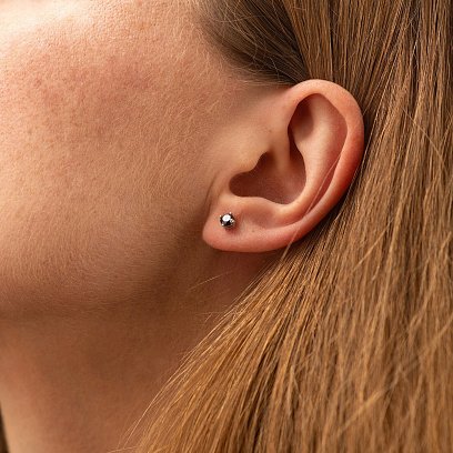 Серьги - пусеты с черными бриллиантами (белое золото) 336171122 №4