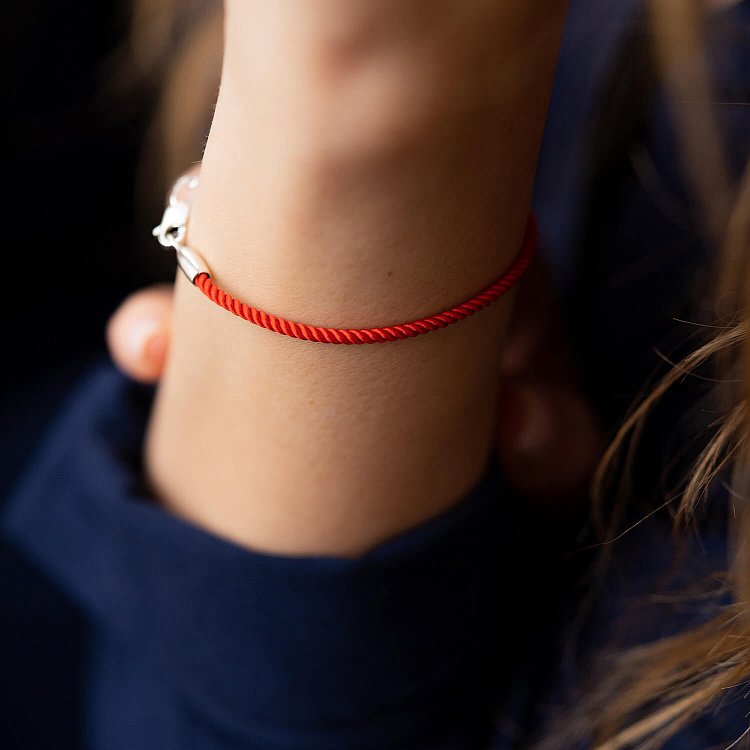 Шовковий браслет з гладкою срібною застібкою (2 мм) 14911 від ювелірного магазину Онікс - 2