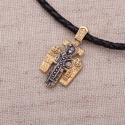 Серебряный крест "Распятие" позолота 132470 №2