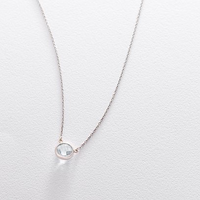 Колье с голубым топазом в серебре 18830