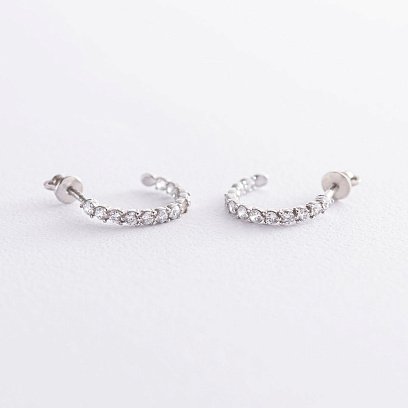 Серьги-пусеты с фианитами в серебре 122896 №7