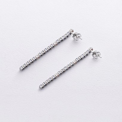 Золоті сережки - пусети з діамантами і сапфірами сб0599sth №3