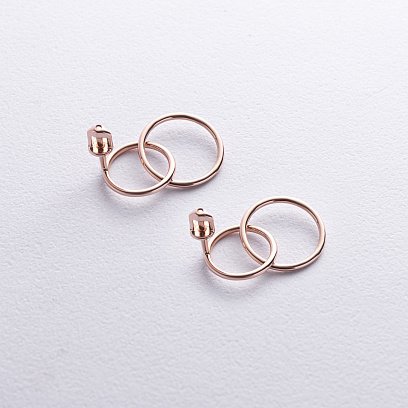 Серьги-пусеты "Кольца" в красном золоте с08894 №4