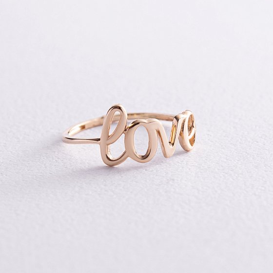 Каблучка "Love" у жовтому золоті к07093