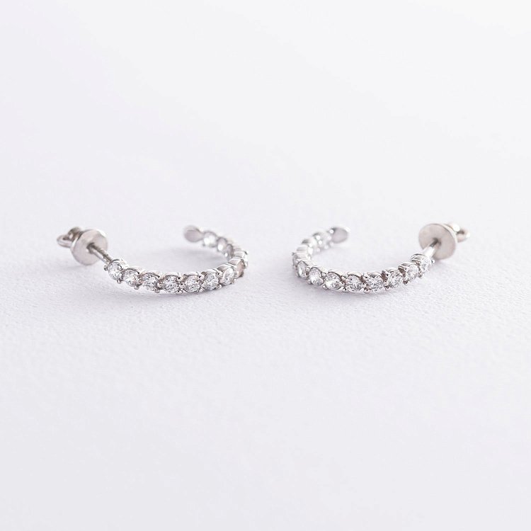 Серьги-пусеты с фианитами в серебре 122896 от ювелирного магазина Оникс - 8