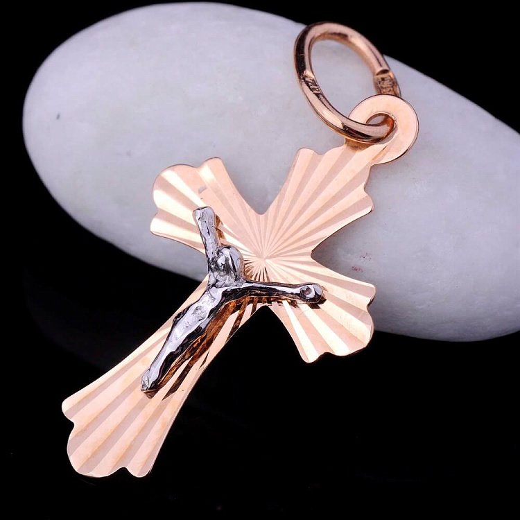 Детский православный крест п01677 от ювелирного магазина Оникс - 3