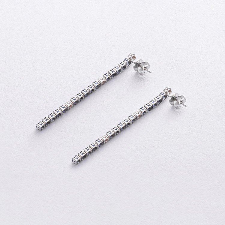 Золоті сережки - пусети з діамантами і сапфірами сб0599sth від ювелірного магазину Онікс - 2