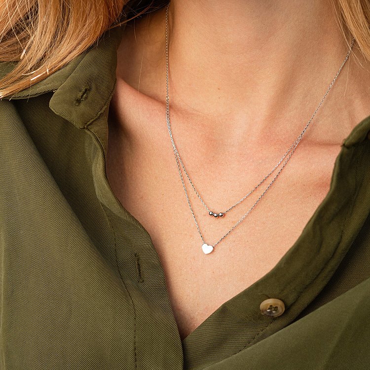 Подвійне золоте кольє "Кульки та сердечко" кол02313 від ювелірного магазину Онікс - 3