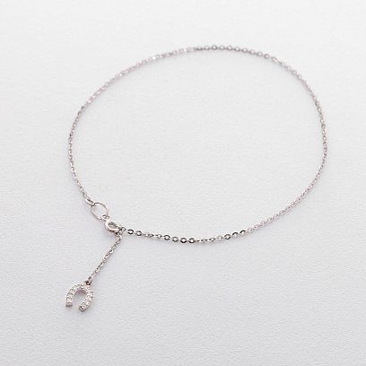 Золотой браслет на ногу "Подкова" (фианит) б03700 №3