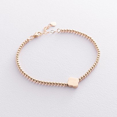 Золотой шариковый браслет "Клевер" б04708