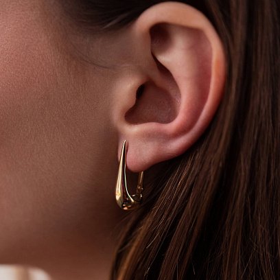 Сережки "Маленькі крапельки" у жовтому золоті (2.6 см) с08227 №6