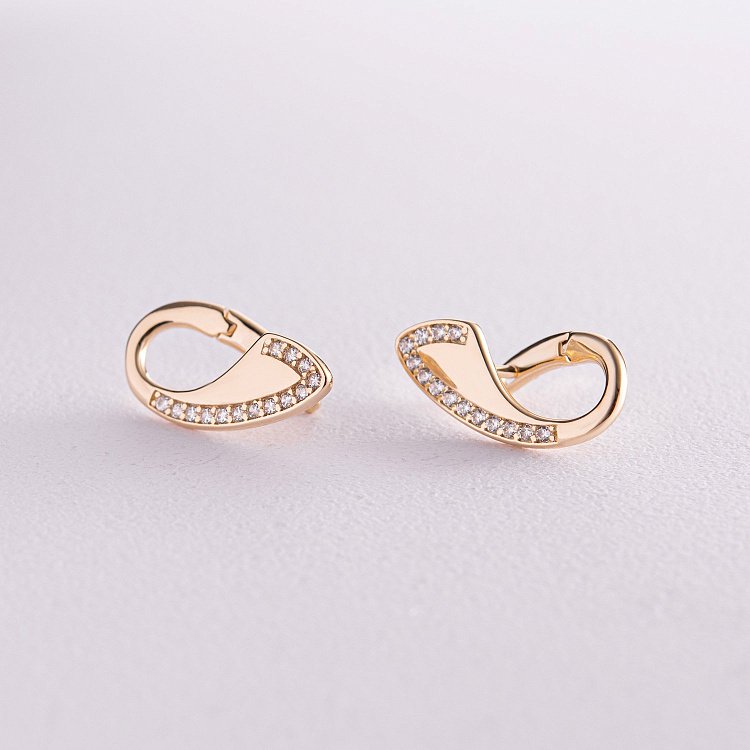 Серьги "Капельки" в желтом золоте (фианиты) с08054 от ювелирного магазина Оникс