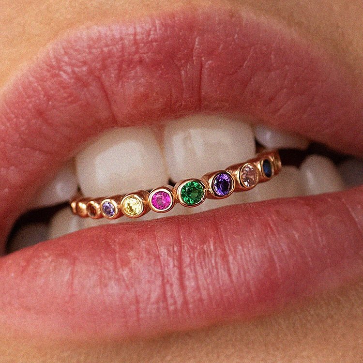 Каблучка з різнокольоровими фіанітами (червоне золото) к07133 від ювелірного магазину Онікс - 2