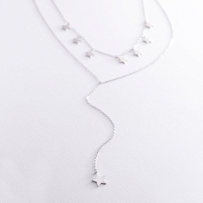 Подвійне срібне кольє "Зірочки" 181035