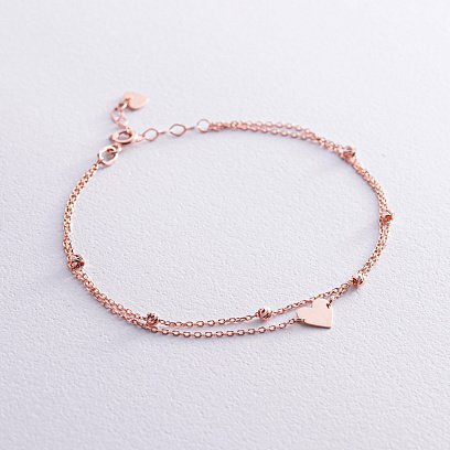 Двойной золотой браслет "Сердечко" б05094